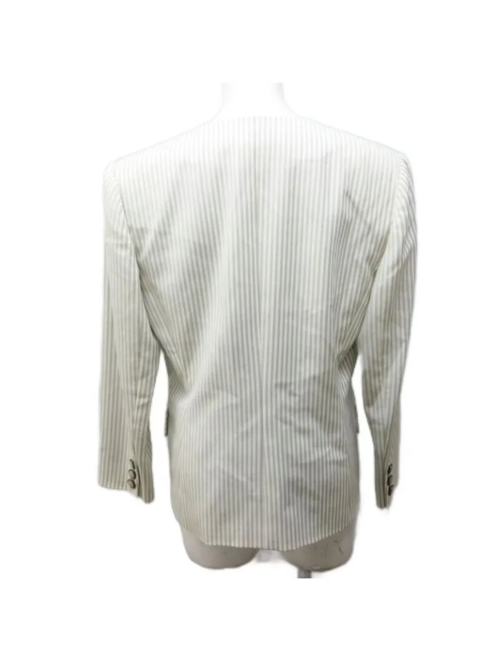 Dior Vintage Color Jacket Striped Wool Decorative Buttons 7 S Ivory Gray
